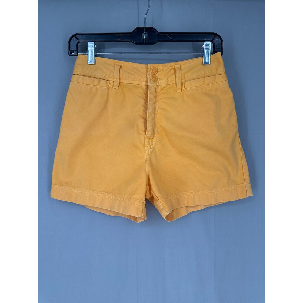 90s Vintage Esprit Shorts Womens Small Yellow High Waist Cotton 80s - Picture 5 of 9